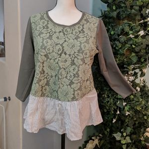 3/$15 LOGO- Lace & Ruffle Blouse